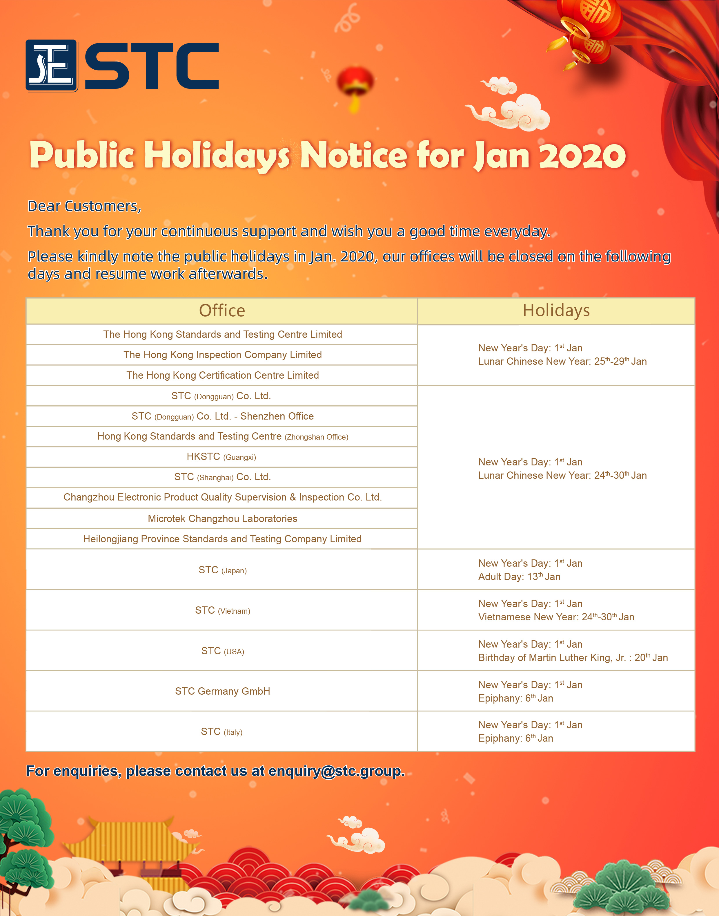Stc Public Holidays Notice For Jan 2020 Stc